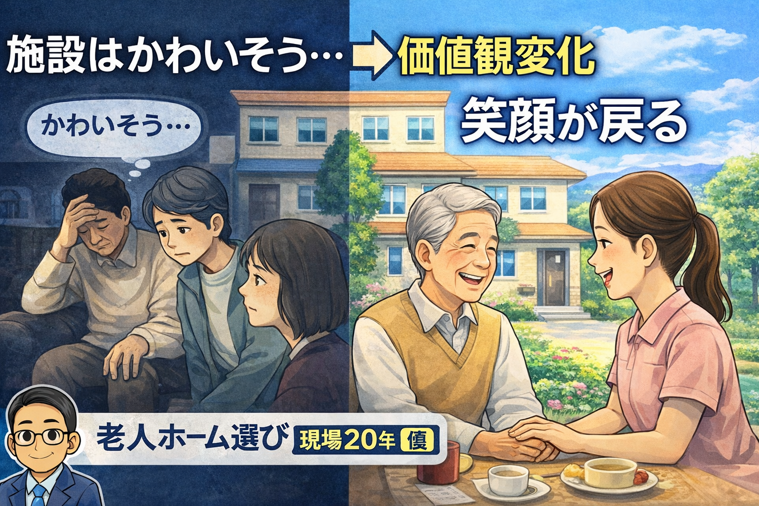 「施設はかわいそう」と感じた家族が有料老人ホームで考えが変わった実話のアイキャッチ画像